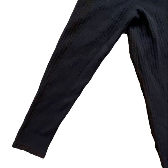 Boutique Waffle Knit Faux Button Shirt-Black-Size M-GUC - Picture 3 of 5